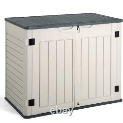 JUMMICO Horizontal Outdoor Resin Storage Shed 34 Cu. Ft. Garden Storage Extra