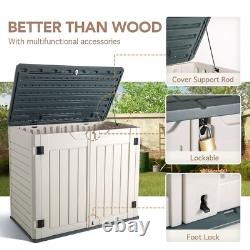 JUMMICO Horizontal Outdoor Resin Storage Shed 34 Cu. Ft. Garden Storage Extra