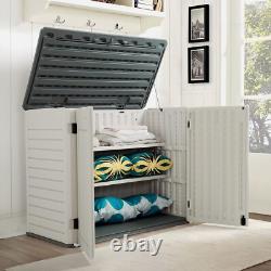 JUMMICO Horizontal Outdoor Resin Storage Shed 34 Cu. Ft. Garden Storage Extra