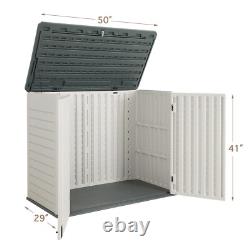 JUMMICO Horizontal Outdoor Resin Storage Shed 34 Cu. Ft. Garden Storage Extra