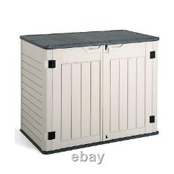 Jummico Horizontal Outdoor Resin Storage Shed 34 Cu. Ft. Garden Storage Extra
