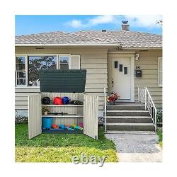 Jummico Horizontal Outdoor Resin Storage Shed 34 Cu. Ft. Garden Storage Extra