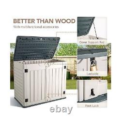 Jummico Horizontal Outdoor Resin Storage Shed 34 Cu. Ft. Garden Storage Extra