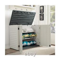 Jummico Horizontal Outdoor Resin Storage Shed 34 Cu. Ft. Garden Storage Extra
