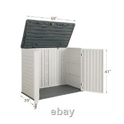Jummico Horizontal Outdoor Resin Storage Shed 34 Cu. Ft. Garden Storage Extra