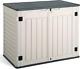 Jummico Horizontal Outdoor Resin Storage Shed 34 Cu. Ft. Garden Storage Extra La