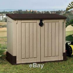 KETER Outdoor Storage Shed Cabinet Garage Tools Hose Trashcan Lockable Organizer