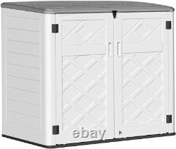 KINYING Horizontal Outdoor Storage Shed, Resin Outdoor Storage Cabinet Waterproof