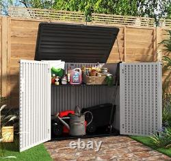 KINYING Horizontal Outdoor Storage Shed, Resin Outdoor Storage Cabinet Waterproof