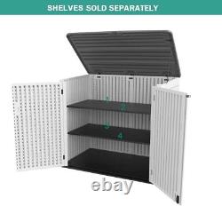 KINYING Horizontal Outdoor Storage Shed, Resin Outdoor Storage Cabinet Waterproof