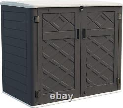 KINYING Horizontal Outdoor Storage Shed, Resin Outdoor Storage Cabinet Waterproof