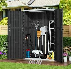 KINYING Horizontal Outdoor Storage Shed, Resin Outdoor Storage Cabinet Waterproof