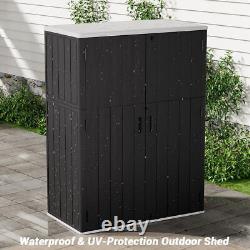 KINYING Horizontal Outdoor Storage Shed, Resin Outdoor Storage Cabinet Waterproof