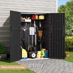 KINYING Horizontal Outdoor Storage Shed, Resin Outdoor Storage Cabinet Waterproof