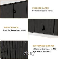 KINYING Horizontal Outdoor Storage Shed, Resin Outdoor Storage Cabinet Waterproof