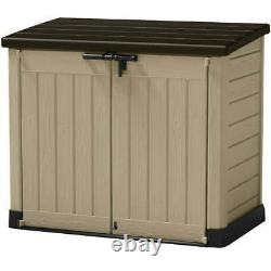 Keter 42 Cu Ft Outdoor Resin Horizontal Storage Shed Beige Brown