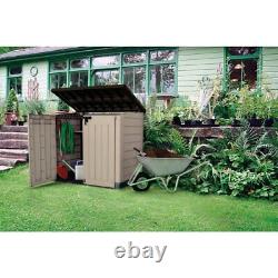 Keter 42 Cu Ft Outdoor Resin Horizontal Storage Shed Beige Brown