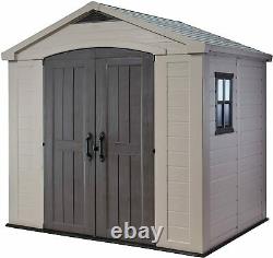 Keter Factor 8x6 Large Resin Outdoor Shed, Taupe/Brown