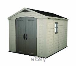 Keter Factor Large 8 x 11 ft. Resin Outdoor Yard Garden Storage Shed, Taupe/B