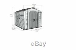 Keter Factor Large 8 x 11 ft. Resin Outdoor Yard Garden Storage Shed, Taupe/B