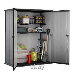 Keter High Store Outdoor Storage Shed Resin Heavy Duty Floor Panel Two Shelves