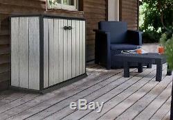 Keter Horizontal Outdoor Storage Shed with Paintable and Drillable Walls Grey