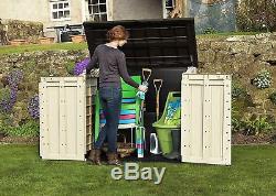 Keter Large Garden Storage Box Plastic Outdoor Wheelie Bin Bike Tool Store Shed