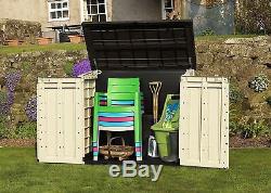 Keter Large Garden Storage Box Plastic Outdoor Wheelie Bin Bike Tool Store Shed