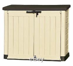 Keter Large Garden Storage Box Plastic Outdoor Wheelie Bin Bike Tool Store Shed