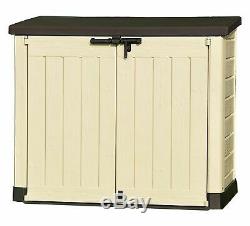 Keter Large Garden Tools Storage Box Plastic Outdoor Wheelie Bin Bike Shed Store