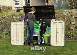 Keter Large Garden Tools Storage Box Plastic Outdoor Wheelie Bin Bike Shed Store