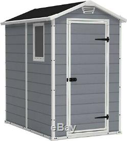 Keter Manor Large 4x6 Ft. Resin Outdoor Storage Shed Kit, Fits Furn, Lawnmower