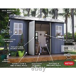 Keter Oakland 11 x 7.5 Foot Outdoor Shed for Garden Accessories and Tools, Gray