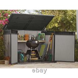 Keter Rustic Weather Resistant Grande Horizontal Outdoor Shed with Floor. New