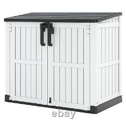 LHBGO Light Gray Outdoor Resin Storage Shed 36 Cu. Ft. Garden Horizontal Storage