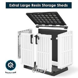 LHBGO Light Gray Outdoor Resin Storage Shed 36 Cu. Ft. Garden Horizontal Storage