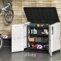 LHBGO Light Gray Outdoor Resin Storage Shed 36 Cu. Ft. Garden Horizontal Storage