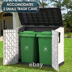 LHBGO Light Gray Outdoor Resin Storage Shed 36 Cu. Ft. Garden Horizontal Storage