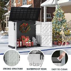 LHBGO Light Gray Outdoor Resin Storage Shed 36 Cu. Ft. Garden Horizontal Storage