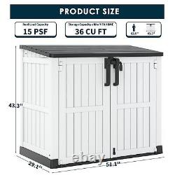 LHBGO Light Gray Outdoor Resin Storage Shed 36 Cu. Ft. Garden Horizontal Storage