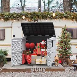 LHBGO Light Gray Outdoor Resin Storage Shed 36 Cu. Ft. Garden Horizontal Storage