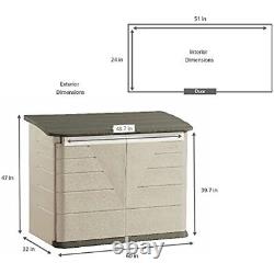 Large Horizontal Resin Weather Resistant Outdoor Storage Shed, 32 Cubic Ft