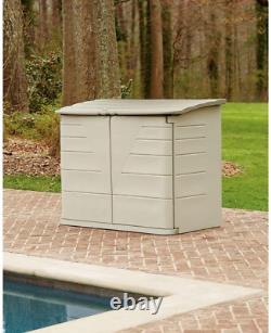 Large Horizontal Resin Weather Resistant Outdoor Storage Shed, 32 Cubic Ft, Oli