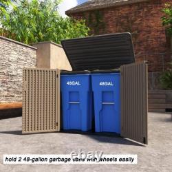 Large Horizontal Shed 38Cu. Ft Resin, Weatherproof, Lockable Brown1