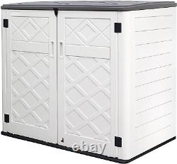 Large Horizontal Storage Sheds, 38 Cu. Ft Resin Garden Shed Weather Resistance, Out