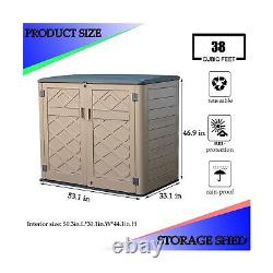 Large Horizontal Storage Sheds, 38 cu. Ft Resin Garden Shed Weather Resistance