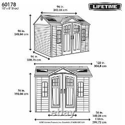 Large Lifetime 10' x 8' Outdoor Storage Shed Plastic with Steel Frame & Windows