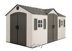 Large Lifetime 15' x 8' Outdoor Storage Shed Dual Entry Doors Skylights Windows
