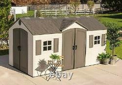 Large Lifetime 15' x 8' Outdoor Storage Shed Dual Entry Doors Skylights Windows