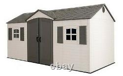 Large Lifetime 15' x 8' Outdoor Storage Shed Dual Entry Doors Skylights Windows